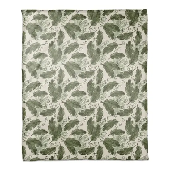Tropical Leaves Pattern 50" x 60" Coral Fleece Blanket {1}