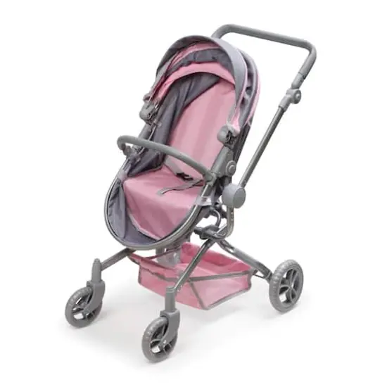 Badger Basket Gray & Pink Daydream Multi-Function Single Doll Pram & Stroller {4}