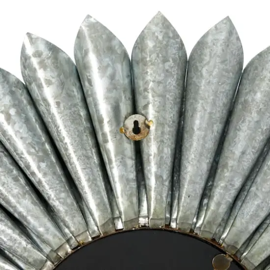 32" Gray Contemporary Galvanized Metal Wall Mirror {5}