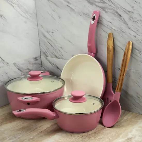 Gibson Home&reg; Plaza Caf&eacute; 7-Piece Lavender Aluminum Nonstick Cookware Set {6}