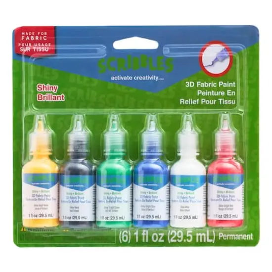 Scribbles&reg; Shiny 3D Fabric Paint Set {5}