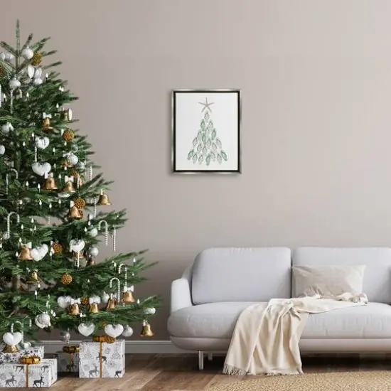 Stupell Industries Flip Flop Beachy Christmas Tree Black Framed Floater Canvas Wall Art Gray {3}