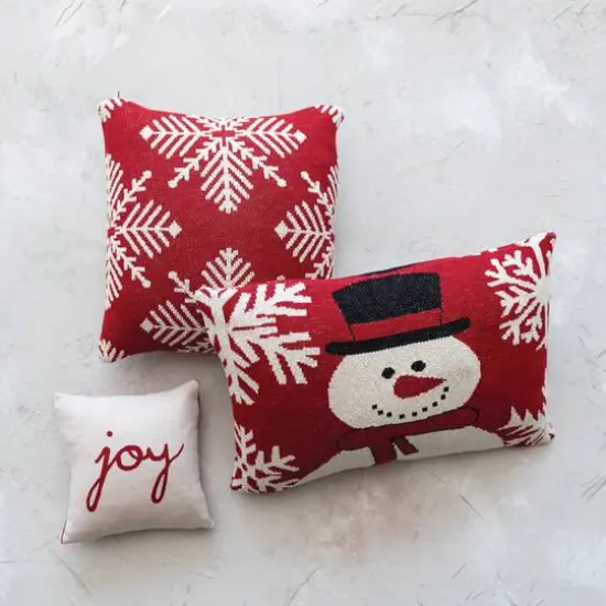 Hello Honey&reg; Snowman & Snowflakes Cotton Knit Chenille Pillow {3}
