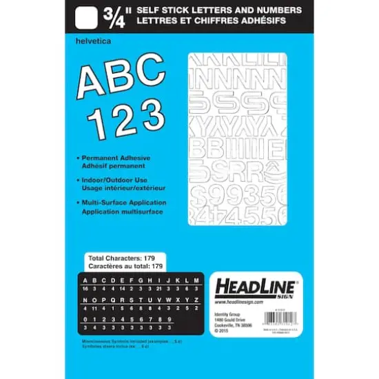 Headline Sign&reg; White Helvetica Letters & Numbers Vinyl Stickers, 3/4'' {1}