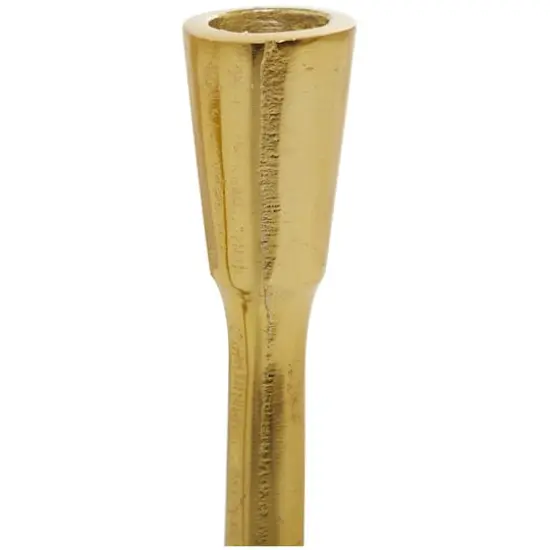 Gold Aluminum Tapered Candle Holder Set {4}