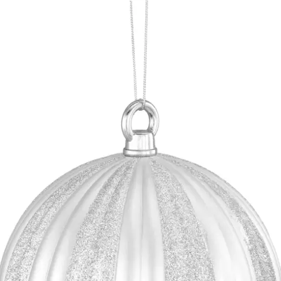 22" Silver Glittered Shatterproof Commercial Finial Christmas Ornament {3}