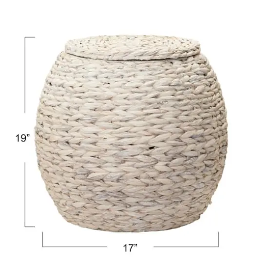 Household Essentials 19" Woven Hyacinth Storage End Table White {5}