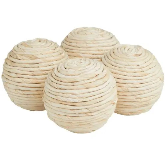 Beige Handmade Jute Orbs & Vase Filler Set {7}