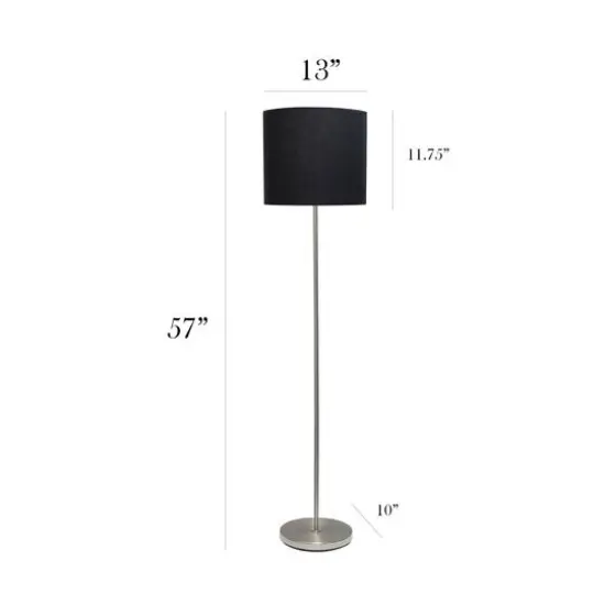 Simple Designs 57" Brushed Nickel Drum Shade Floor Lamp Brushed Nickel and Black {4}