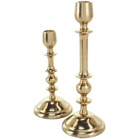 Gold Aluminum Metal Candle Holder Set {4}