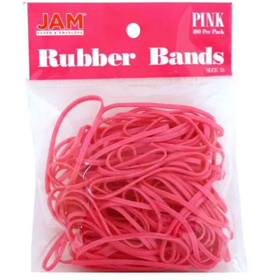 JAM Paper Size 33 Rubber Bands, 100ct. Pink {1}