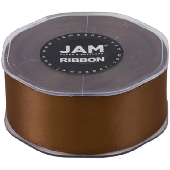JAM Paper 1.5" x 25yd. Double Faced Satin Ribbon Chocolate Brown {5}