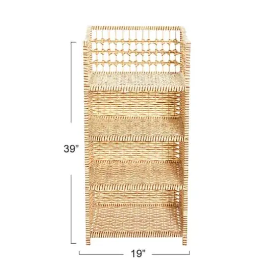 Household Essentials 39" Woven Paper Rattan Accent Shelf White {4}