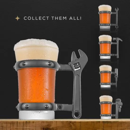 JoyJolt&reg; Tools Collection 17oz. Adjustable Wrench Handle Single Beer Mug {7}