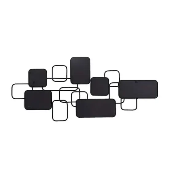 Black Metal Contemporary Abstract Wall Mirror, 46" x 0" x 21" {5}