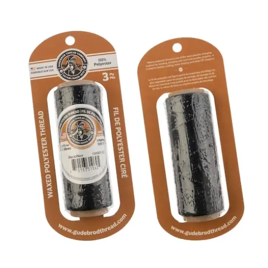 Gudebrod 0.015" Waxed Polyester Thread Black {4}
