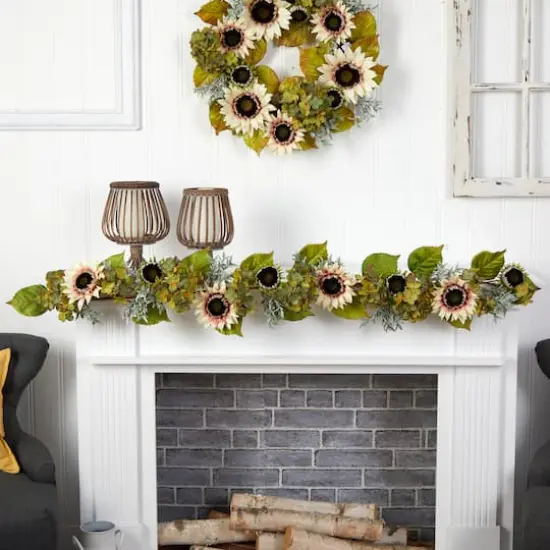 5ft. White Sunflower & Hydrangea Garland {3}