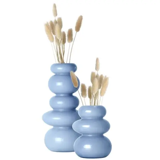 American Art Decor Foggy Blue Cairns Glass Vase Set {4}