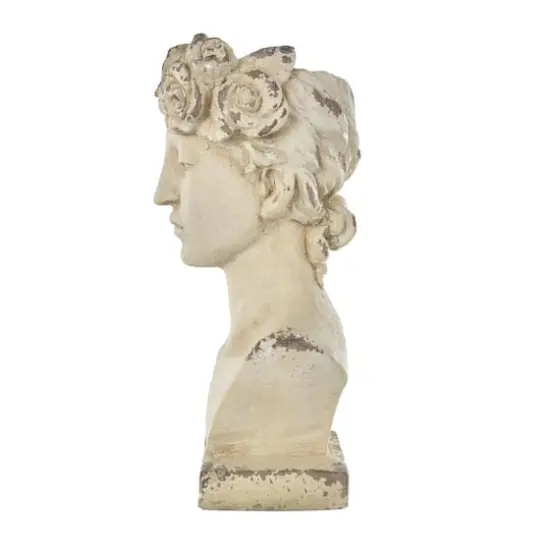 22" Cream Distressed Woman Antique Greek Bust Planter {4}