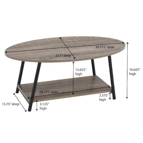 Household Essentials 39" Jamestown Oval Coffee Table Ashwood {7}