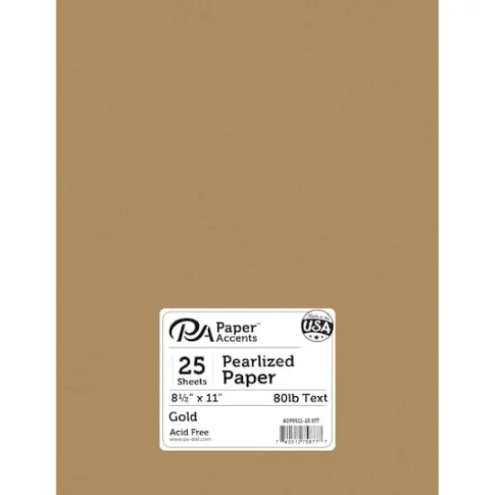 PA Paper™ Accents Pearlized 8.5" x 11" 80lb. Paper, 25 Sheets Gold {1}
