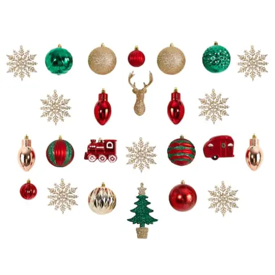 25ct. Holiday Deluxe Shatterproof Christmas Tree Ornament Box Set {1}