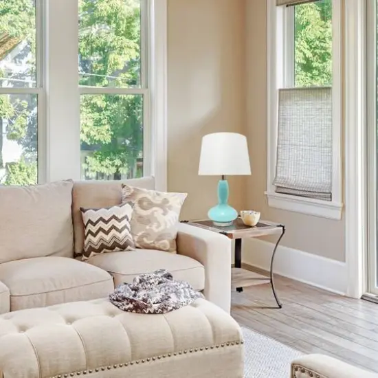 Lalia Home 23.5" Glass Dollop Table Lamp with White Fabric Shade Seafoam {6}