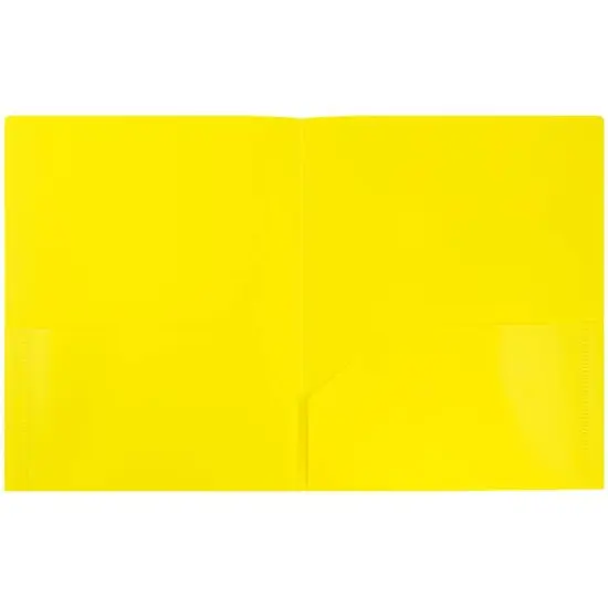 JAM Paper 9.5" x 11.5" Plastic 2 Pocket School POP Folders, 6ct. Yellow {4}