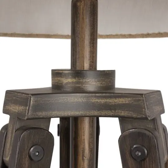 Hello Honey&reg; 5ft. Mid-Century Modern Wood Floor Lamp with Burlap Drum Shade {7}