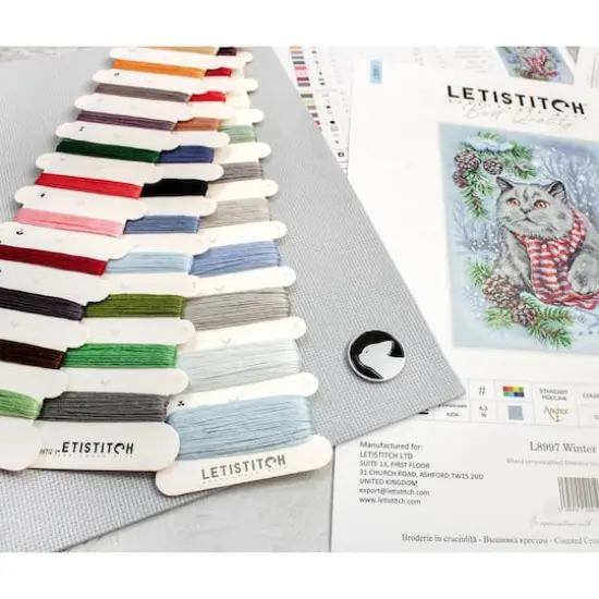 LetiStitch Winter Cat Counted Cross Stitch Kit {5}