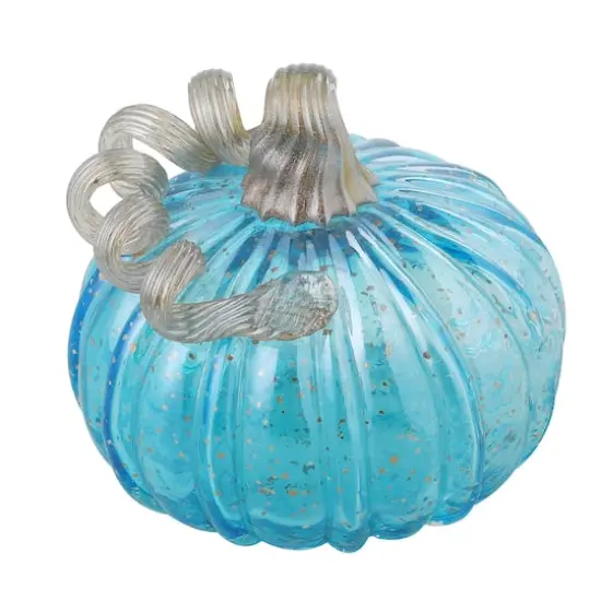 Glitzhome&reg; Small Glass Pumpkin, Blue {8}