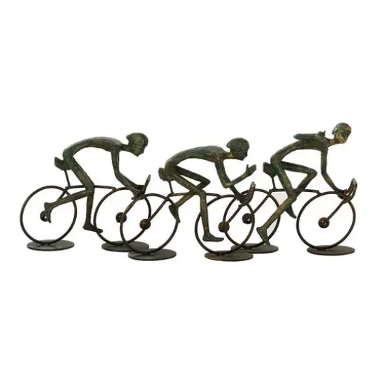 20" Bronze Polystone Cyclists Sculpture {3}