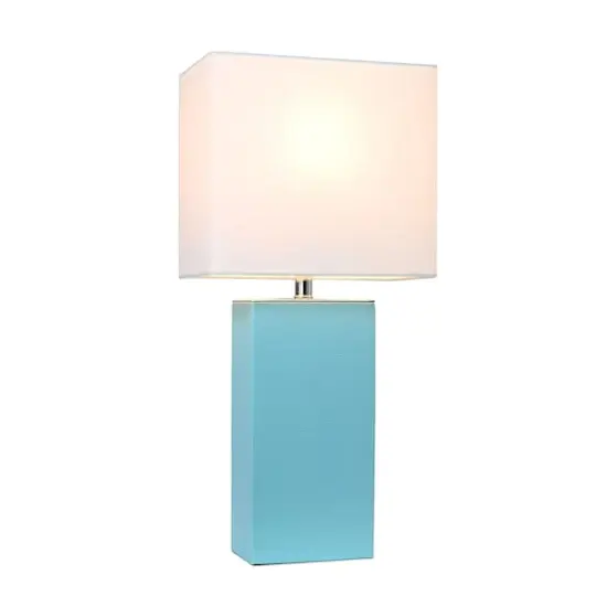 Lalia Home Lexington 21" Leather Home D&eacute;cor Table Lamp Aqua {3}