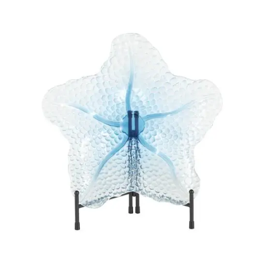19.5" Blue Ombre Glass Starfish Charger with Metal Stand {1}
