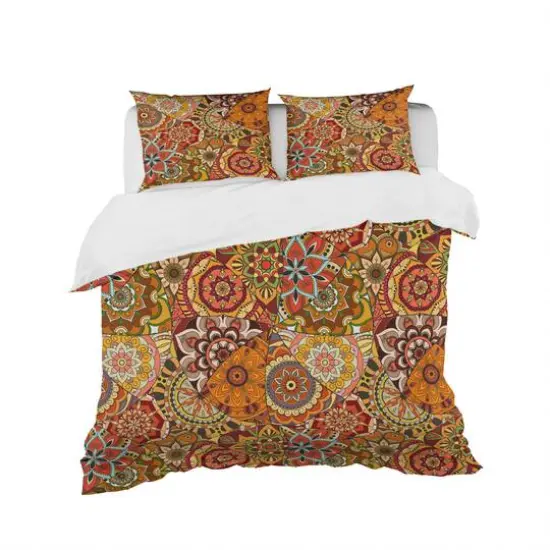 Designart Pattern Tile with Mandalas Bohemian & Eclectic Duvet Cover Set {1}