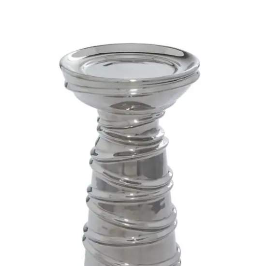 Silver Ceramic Contemporary Candle Holder Set {7}