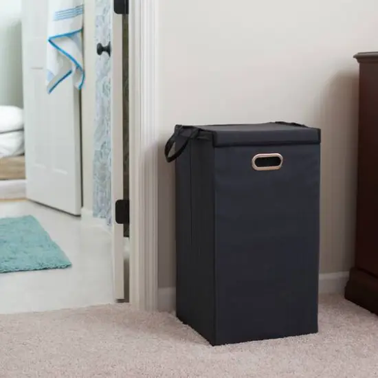 Household Essentials 26" Laundry Hamper with Lid Black {5}