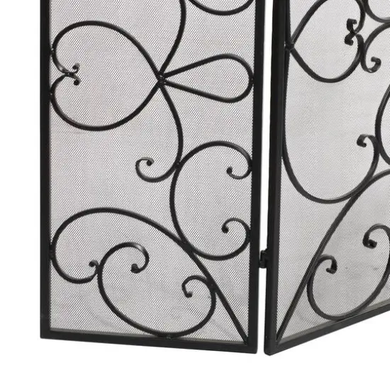 Black Metal Traditional Fireplace Screen, 36" x 49" x 1" {5}