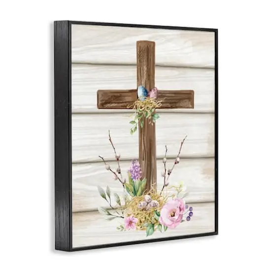 Stupell Industries Spiritual Easter Cross Spring Blossoms Framed Giclee Art Black {4}