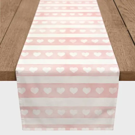 90" Watercolor Stripe Heart Table Runner {3}