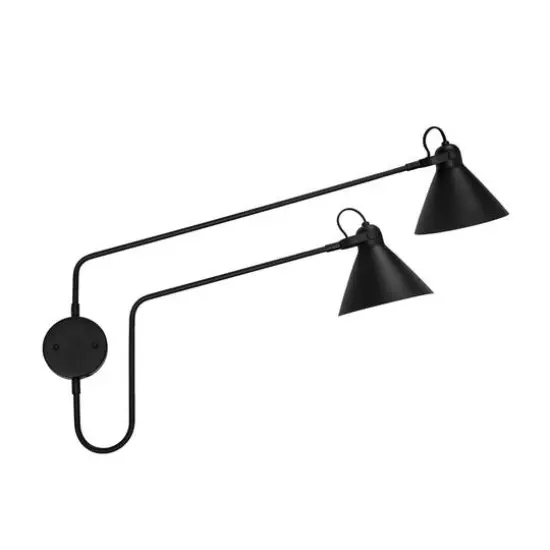 Hello Honey® 5ft. Black Modern 2-Light Metal Articulating Wall Sconce {5}