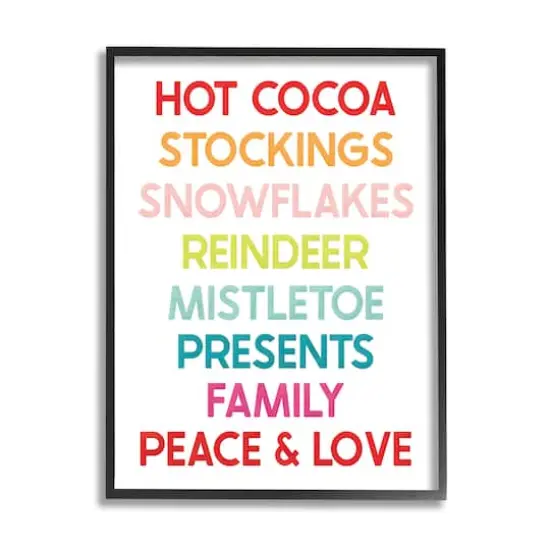 Stupell Industries Peace & Love Rainbow Christmas List Framed Giclee Art Black {1}