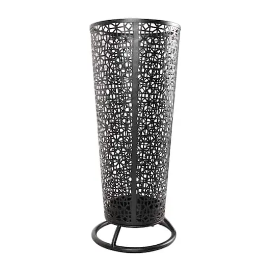 25" Black Ornate Metal Umbrella Stand {4}