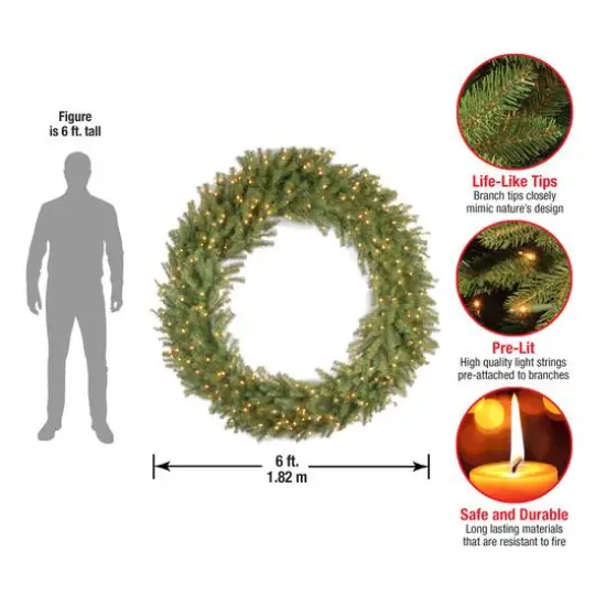 60" Clear Lights Norwood Fir Wreath {5}