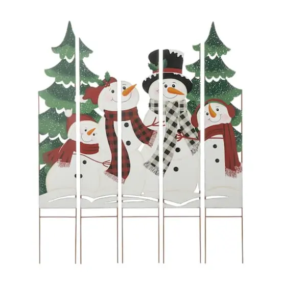 Glitzhome&reg; 41.5'' Metal Snowman Family Combo Yardstake {1}
