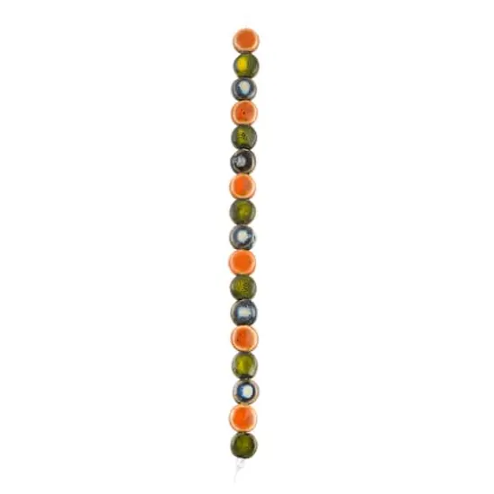 Khaki, Orange & Blue Ceramic Coin Beads, 10.5mm by Bead Landing&trade; {4}
