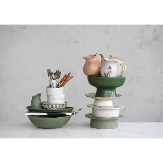 Hello Honey&reg; 50oz. White & Black Reactive Glaze Flower Design Debossed Stoneware Pitcher {5}