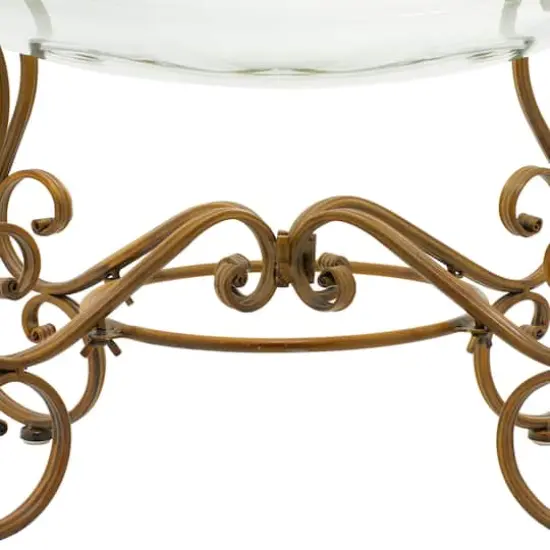 Brass Glass and Metal Traditional Serving Bowl, 14" x 21" x 16" {5}