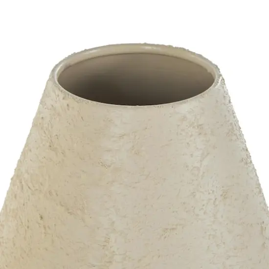 Cream Minimalistic Distressed Textured Metal Vase Set {7}