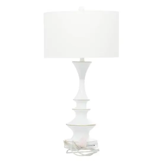 30" White Polystone & Iron Traditional Table Lamp {8}